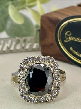 Certified 4.73ct Diamond Black white Diamond accents Sterling silver 925